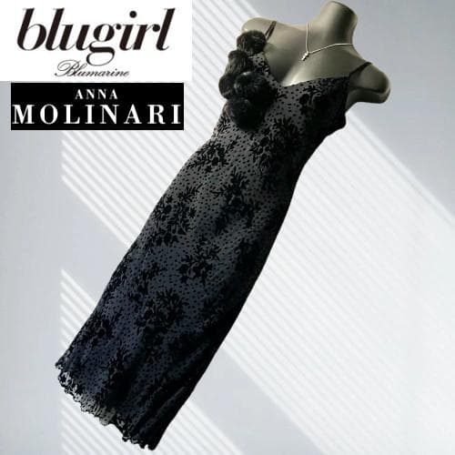 ブルガール／アンナモリナーリ シルク ワンピース 38 黒 結婚式 パーティー