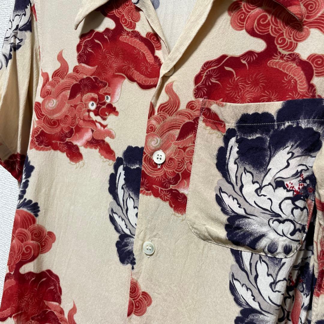 希少　サンサーフ　アロハシャツ　唐獅子牡丹　和柄　レーヨン　東洋　メンズ
