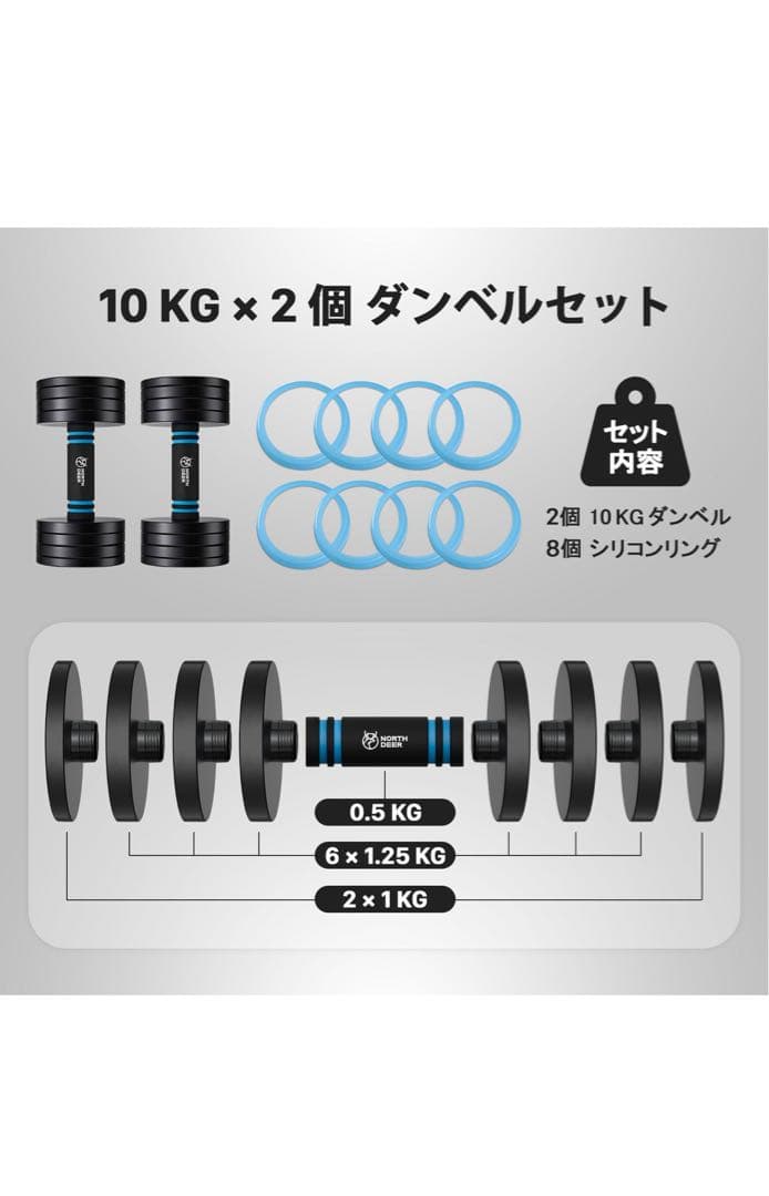 Northdeer ダンベル 可変式 10kg×2個