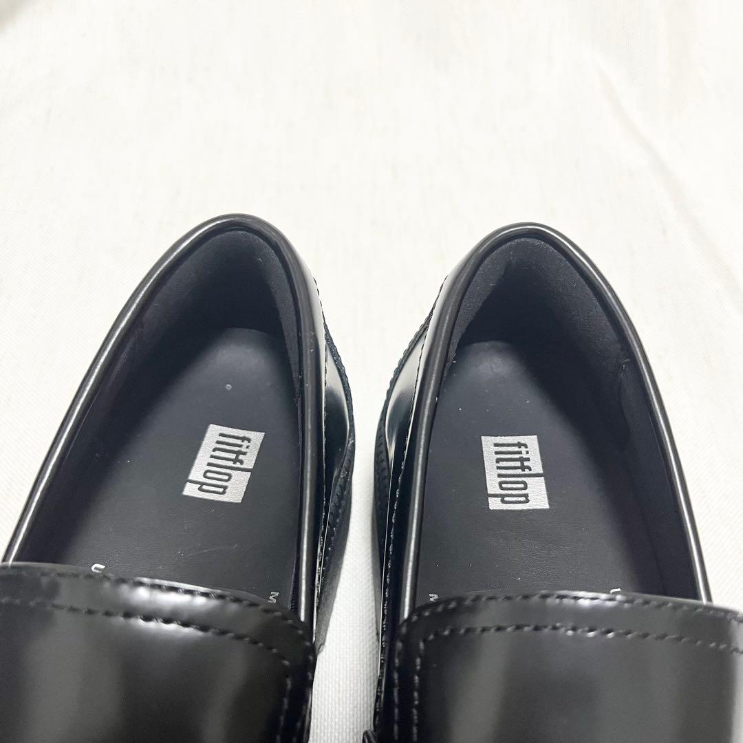 【極美品】fitflop レザー　厚底　ローファー　HY2 軽量　黒　23cm