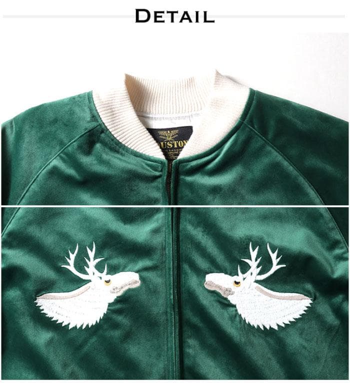 新品＊HOUSTON 別珍 スーベニアジャケット トナカイ柄 ネイビー XL