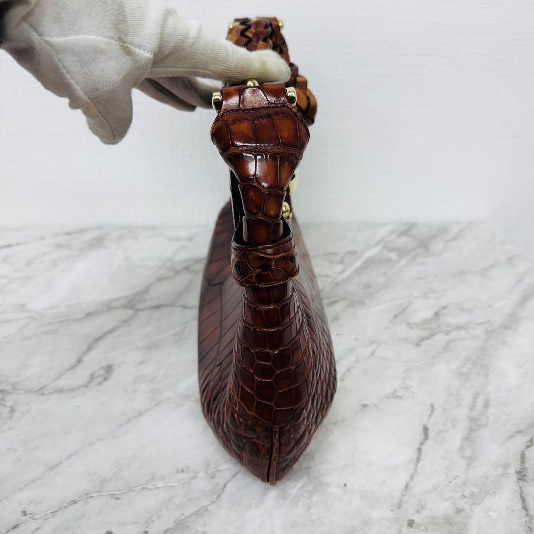 ✨GUCCI✨グッチ✨クロコダイル✨ブラウン✨ヴィンテージ✨ハンドバッグ✨