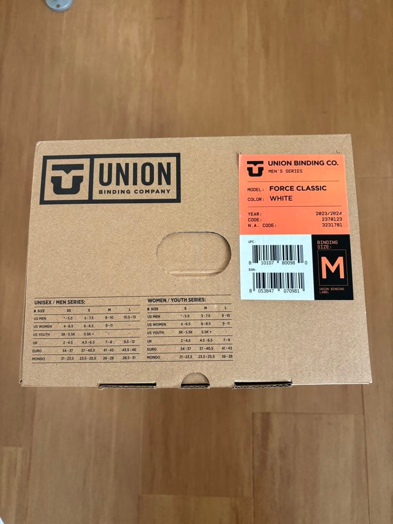 新品　未使用　UNION FORCE CLASSIC ビンディング M ホワイト