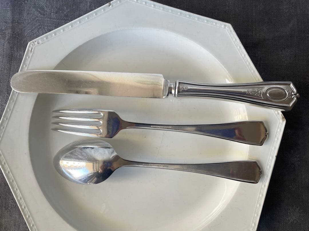 モノグラム付きカトラリーセット ナイフ&フォーク&スプーン フランスアンティーク