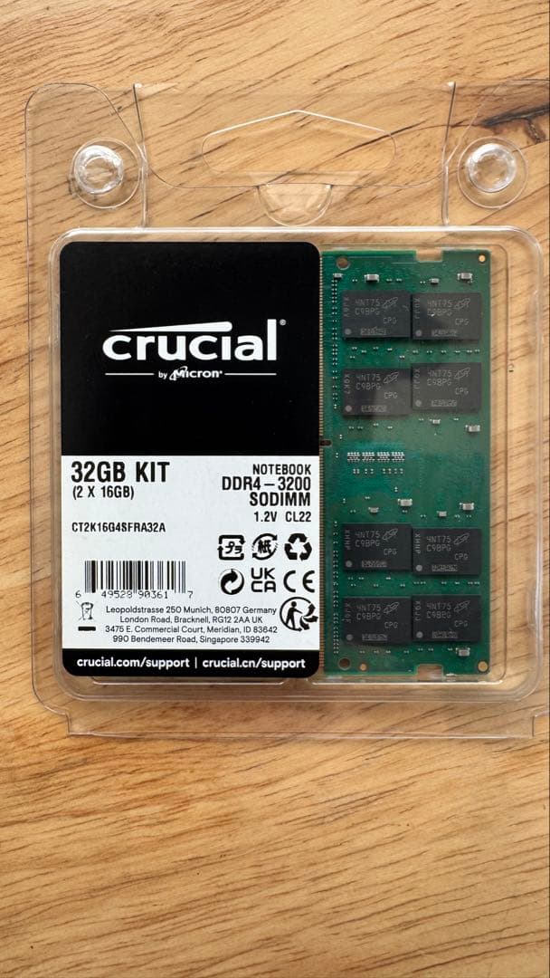 Crucial 32GB(16GB×2) DDR4-3200 SODIMM