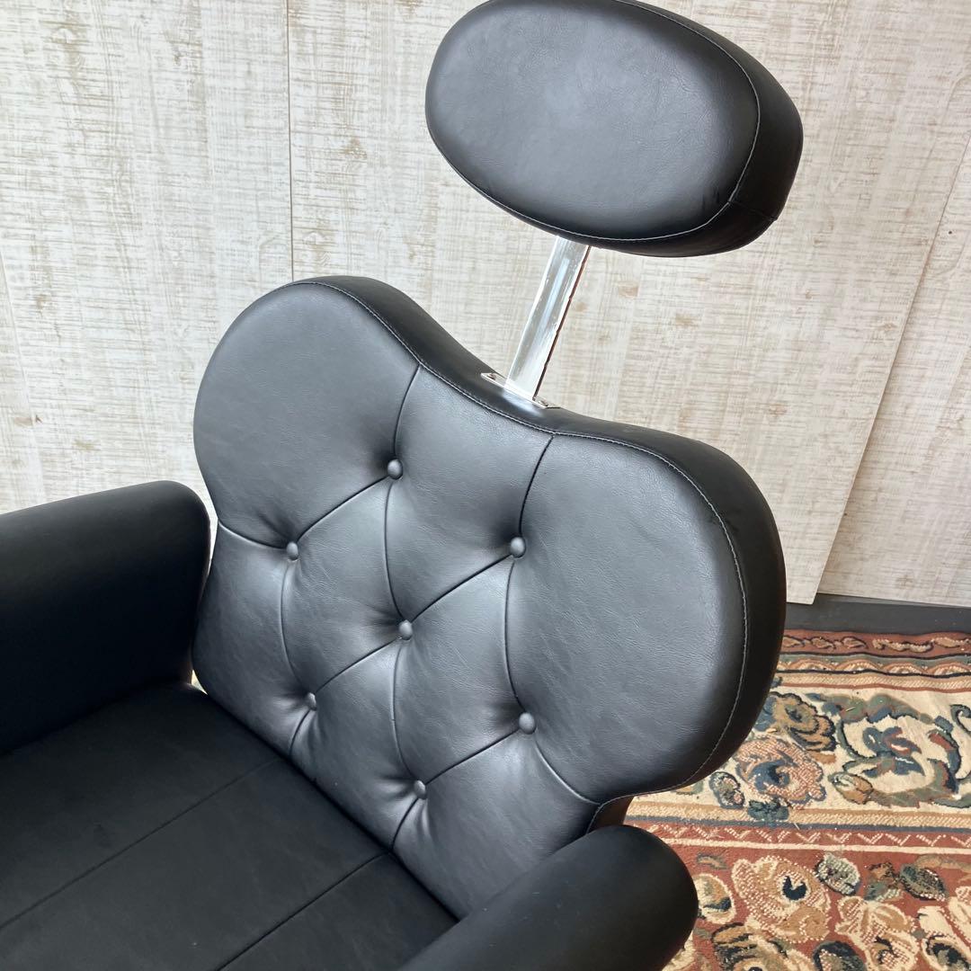 美容室 理容室 リベット打ちサロンチェア アームチェア 椅子 ブラック レトロ