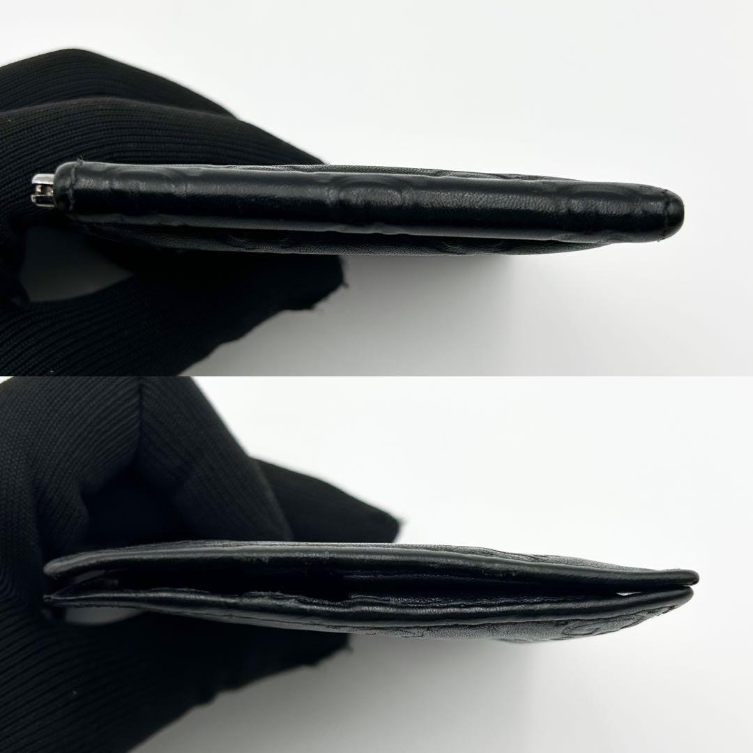 GUCCI グッチ マネークリップ GG シマレザー 二つ折り ブラック 黒