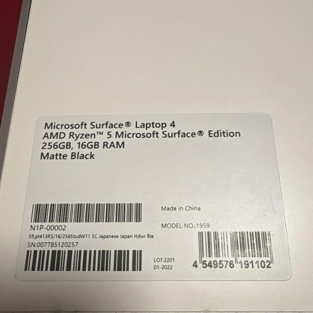 Microsoft Surface Laptop 4 256GB 16GB 黒色