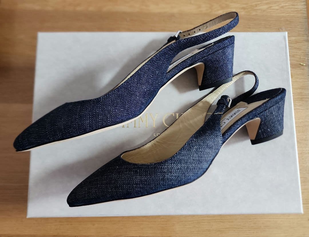 JIMMY CHOO ネイビー デニム風 パンプス