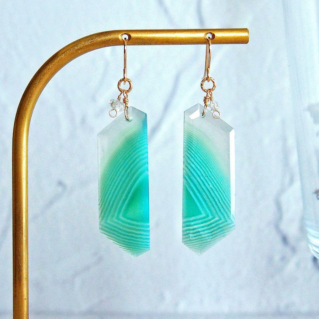 Kaya様　グリーンバンデッドオニキス　チャーム　14kgf　他4点