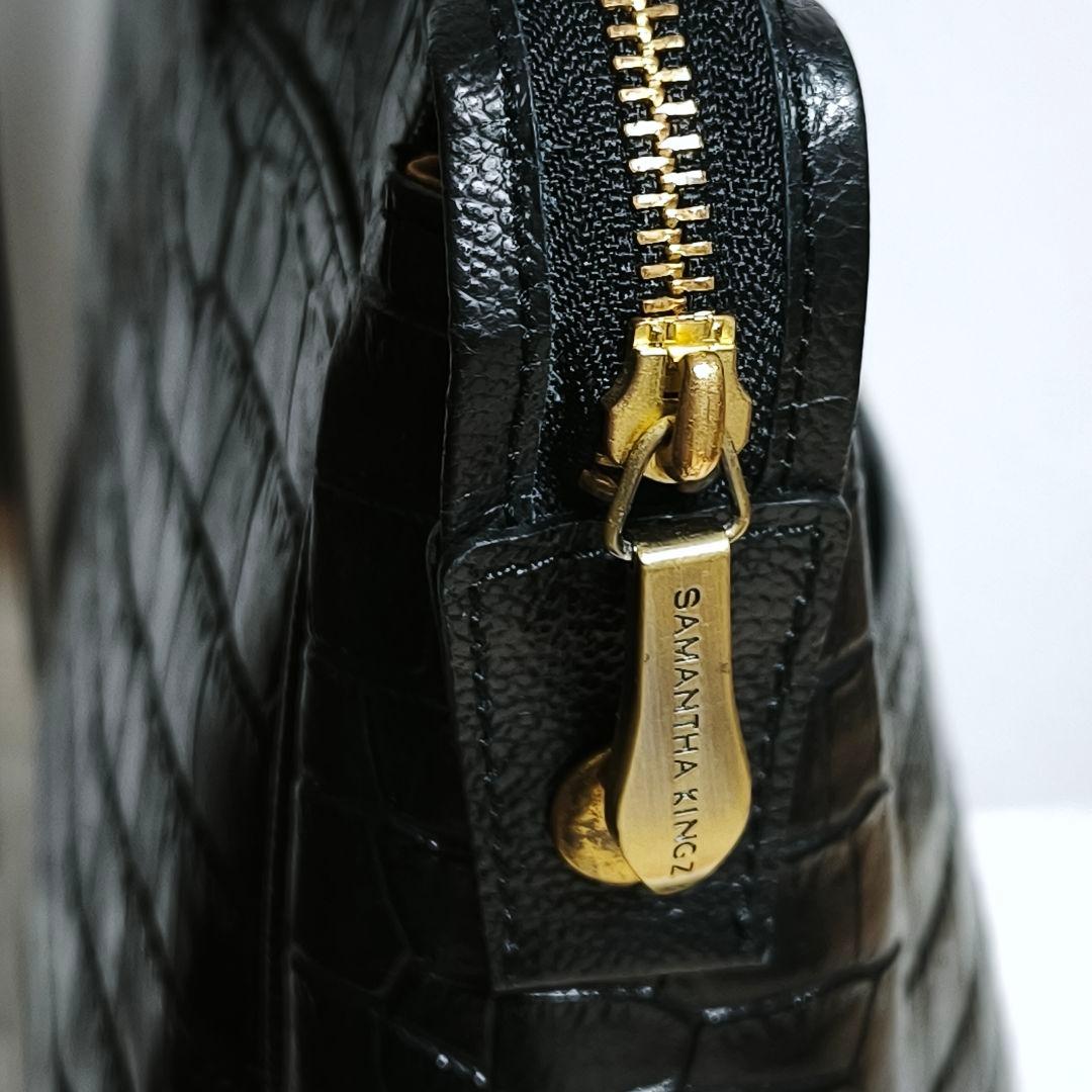 サマンサキングス クロコ型押し レザー ビジネスバッグ ブラック A4 PC収納