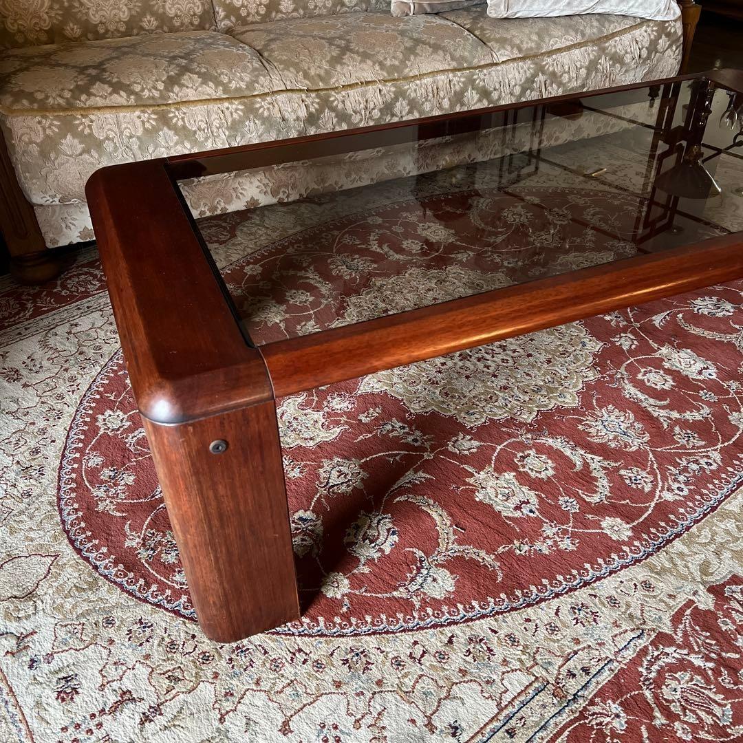 k183 マルニ木工 無垢材センターテーブル ガラストップ コーヒーテーブル