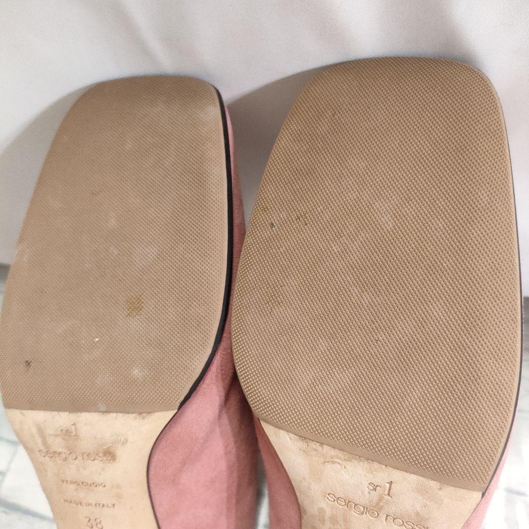 保存袋付き美品✨セルジオロッシ　スウェードパンプス　スリッパ　ピンク　38