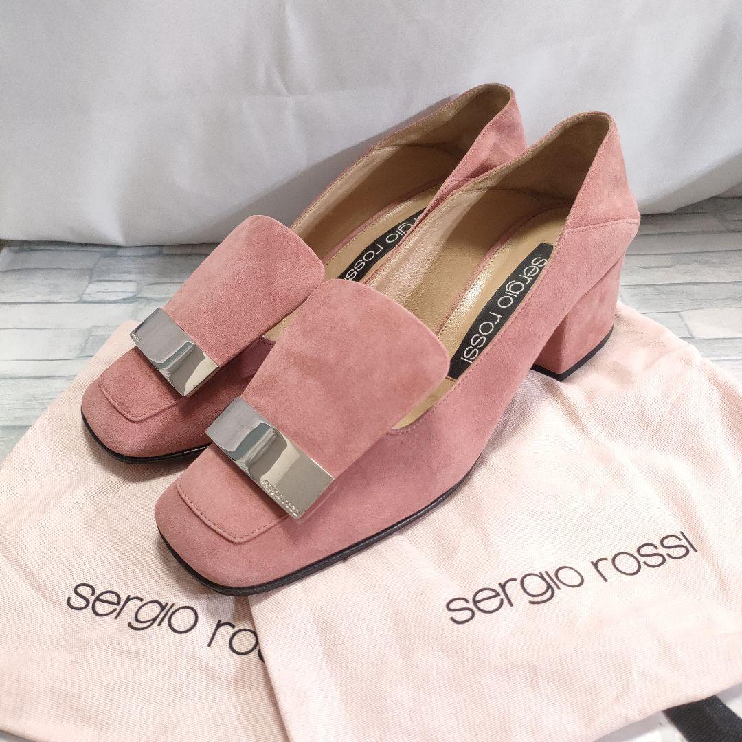 保存袋付き美品✨セルジオロッシ　スウェードパンプス　スリッパ　ピンク　38