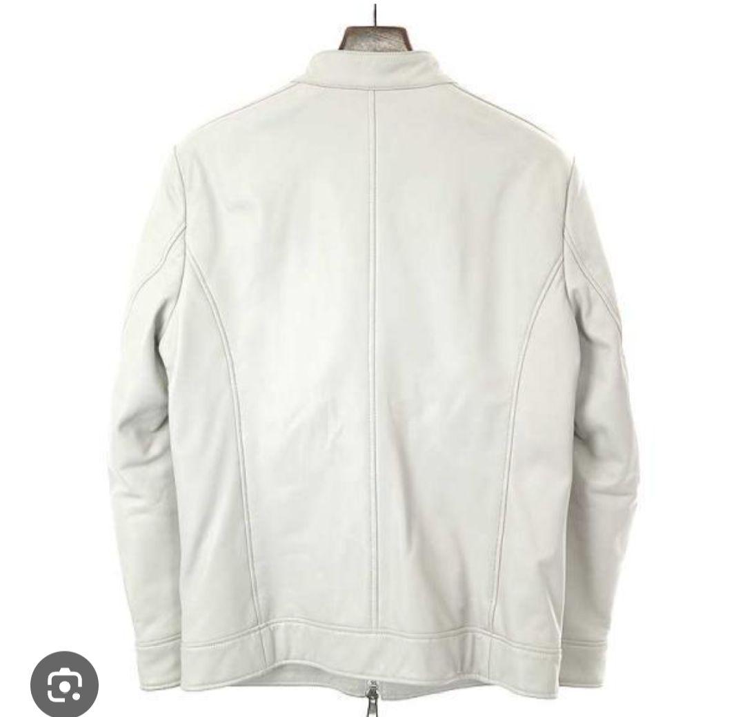 ［美品/中古品］AKMラムレザーシングルライダース アイボリー XLsize