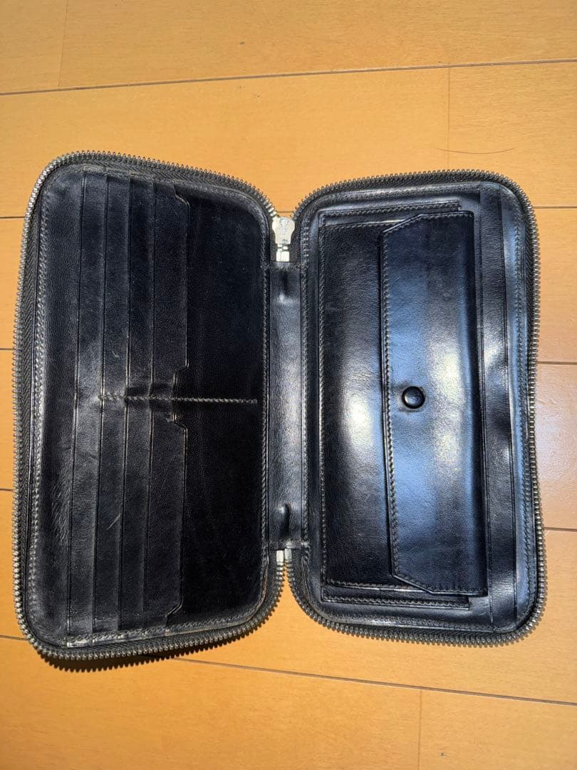 万双 ブライドルレザー ラウンドファスナー