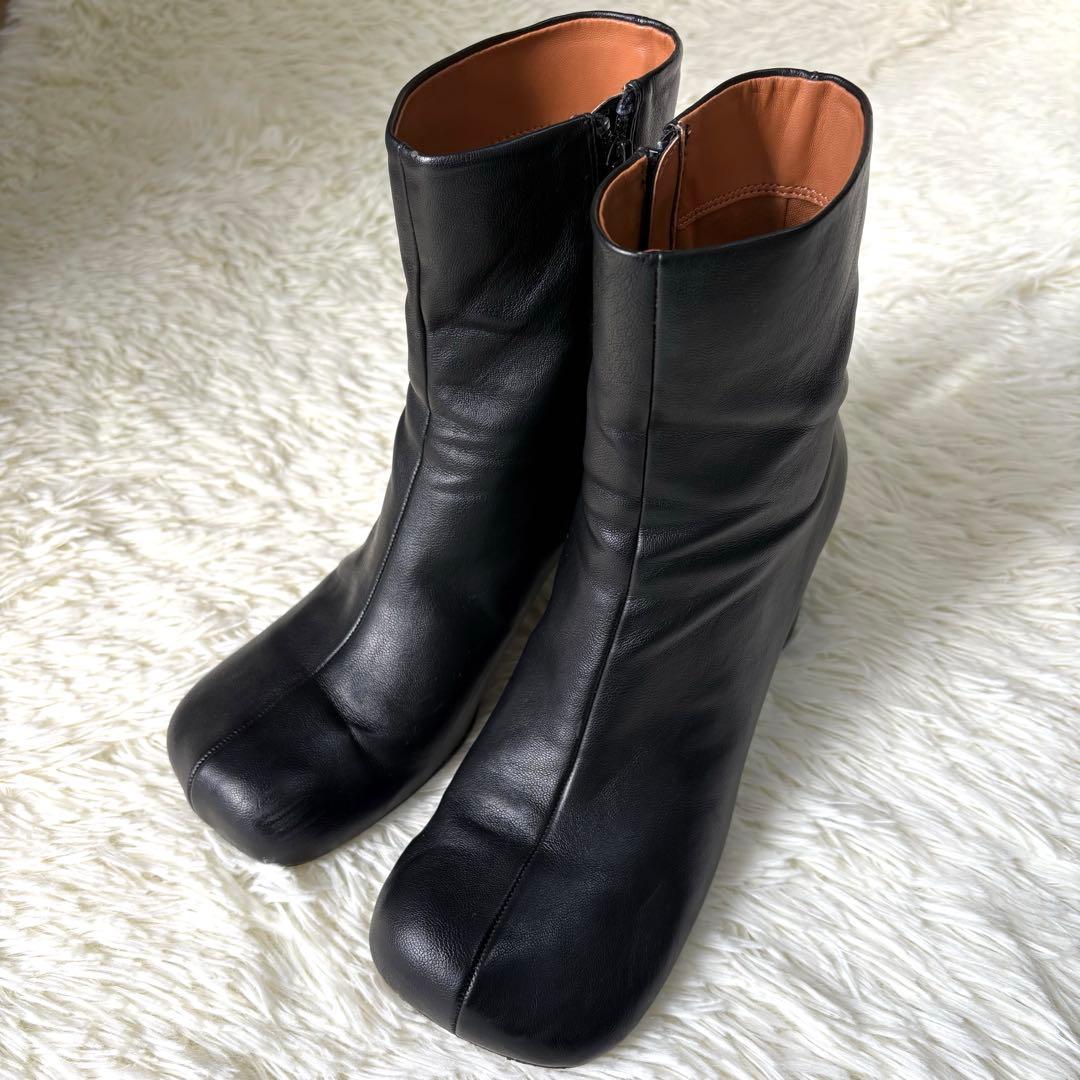 todayful Square Short Boots 38 ブーツ 黒　レザー
