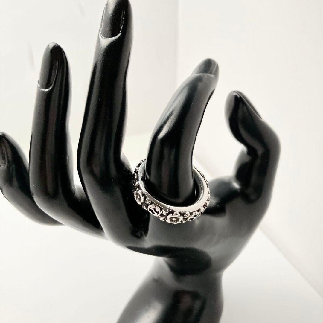 グッチ GUCCI 925 フラワーモチーフ リング 指輪 シルバー D22