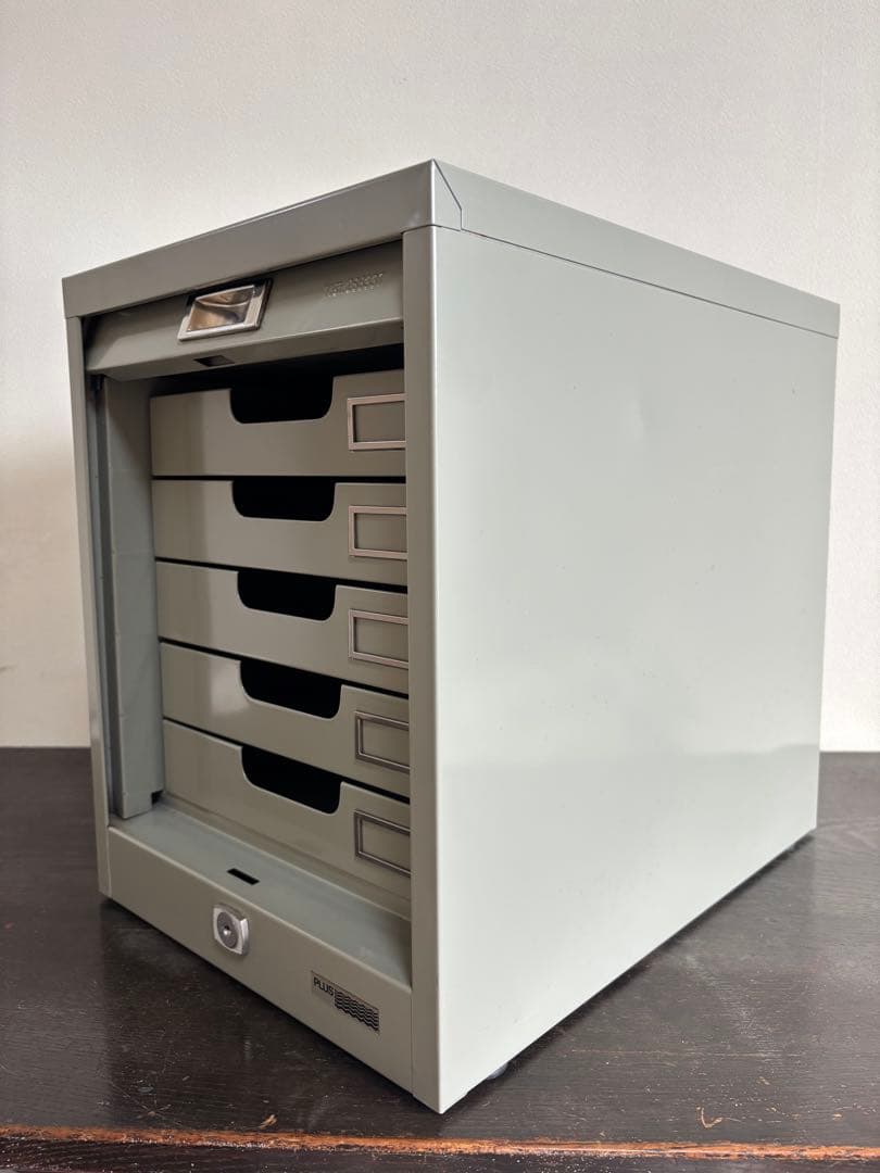 昭和レトロ PLUS 5段 スチール製レターケース 引出し 書類ケース 収納棚