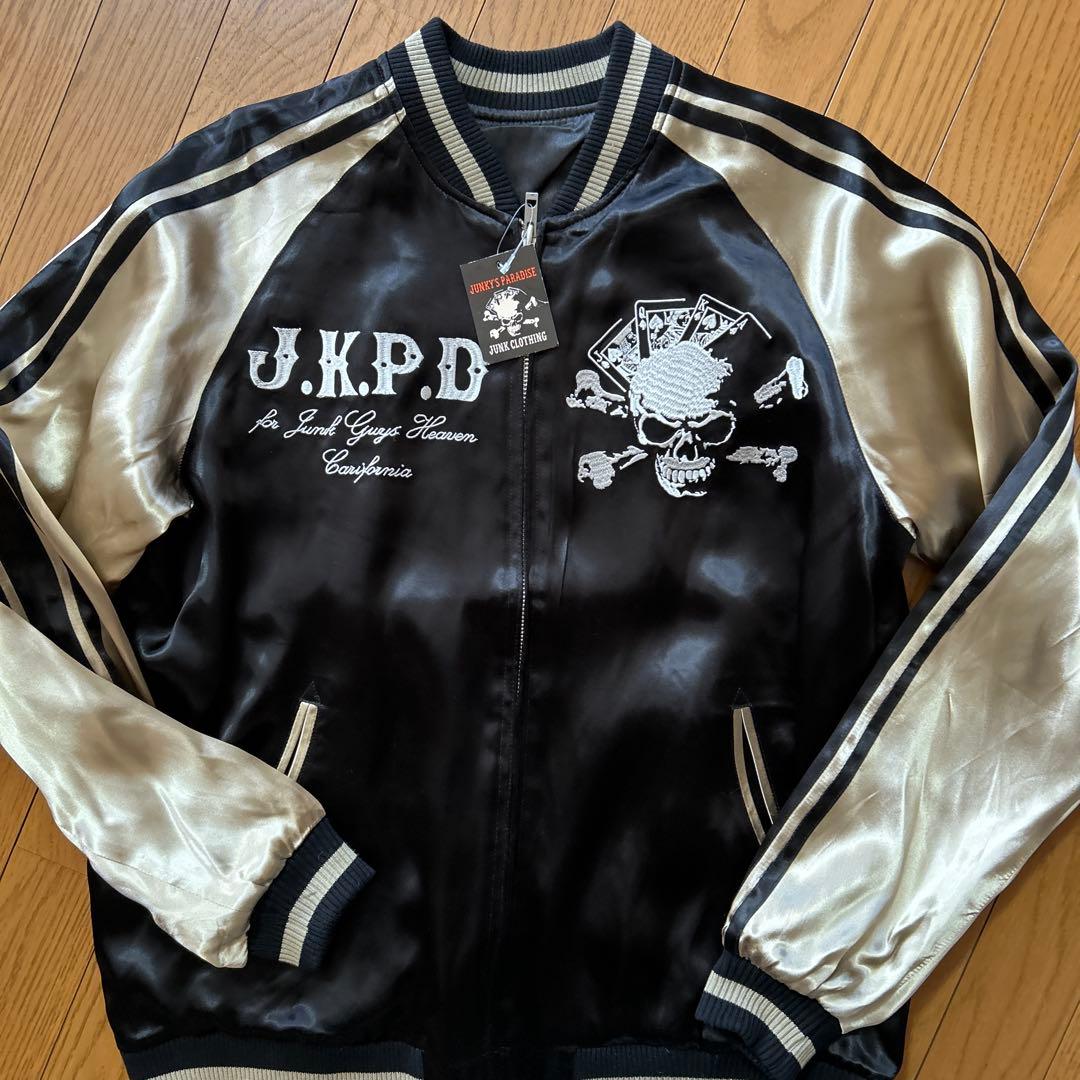 【新品】リバーシブル　スカジャン　骸骨トランプ