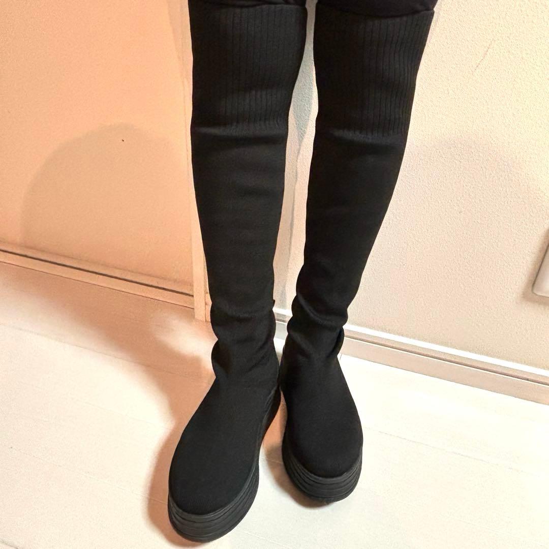 未使用品 +diana ニーハイブーツ ニット素材 撥水加工 24.5cm