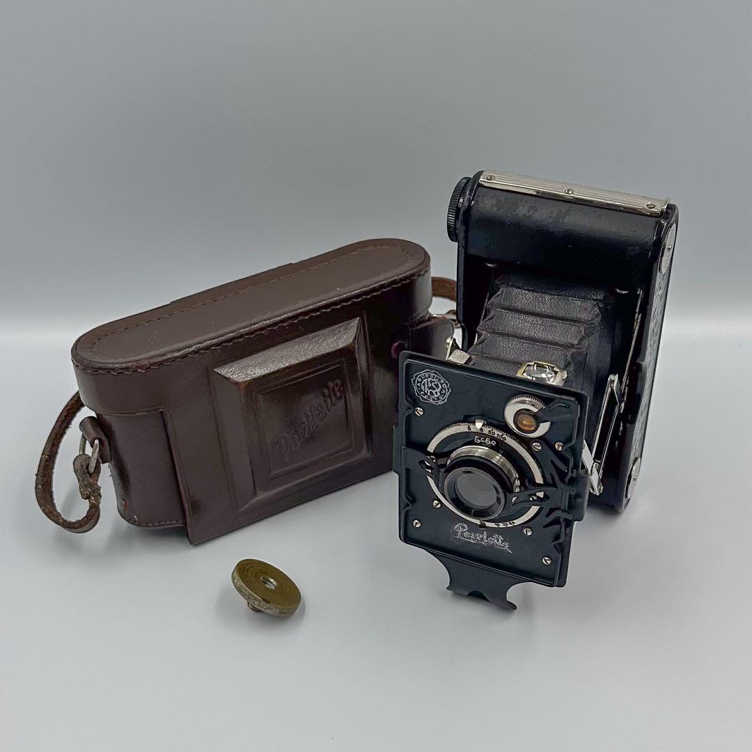 【希少・美品】Pearlette 折りたたみ式カメラ｜オリジナル革ケース付き