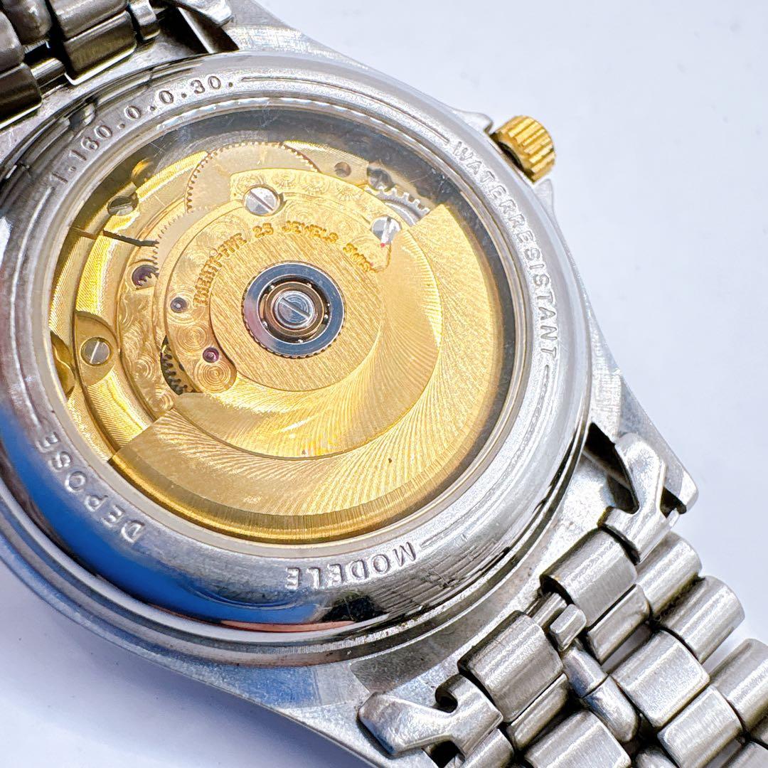 稼働品 DUGENA ドゥゲナ 自動巻き ツートン ホワイト文字盤 腕時計