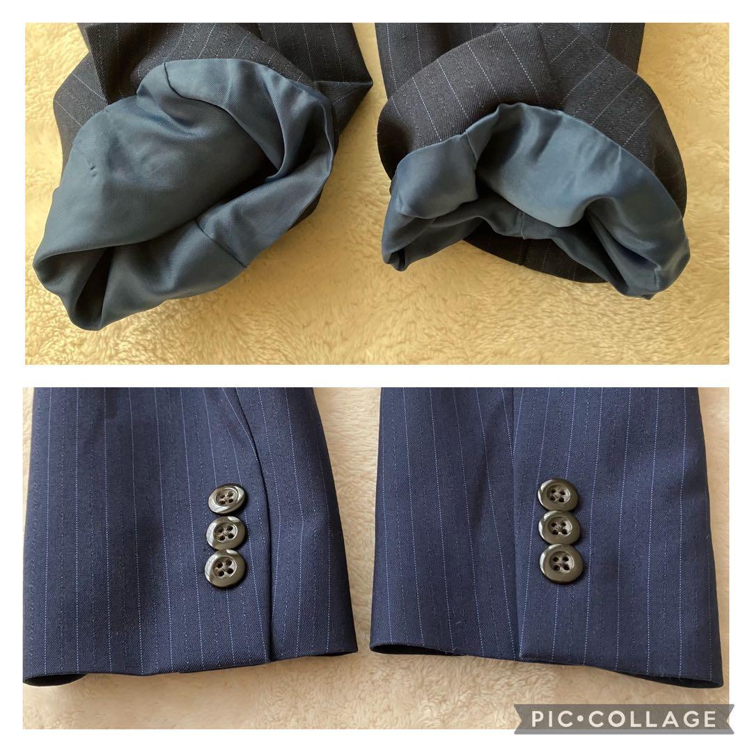 近年 オリヒカ ウォッシャブル ノーカラー パンツスーツ 大きいサイズ ネイビー