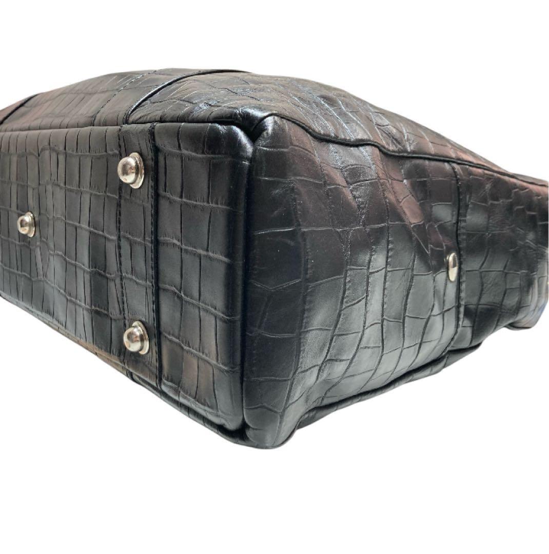 Orobianco オロビアンコ ボストン トートバッグ クロコ押し ブラック