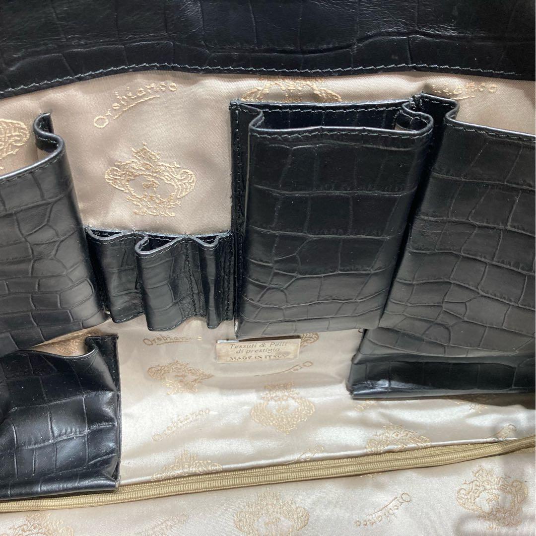 Orobianco オロビアンコ ボストン トートバッグ クロコ押し ブラック