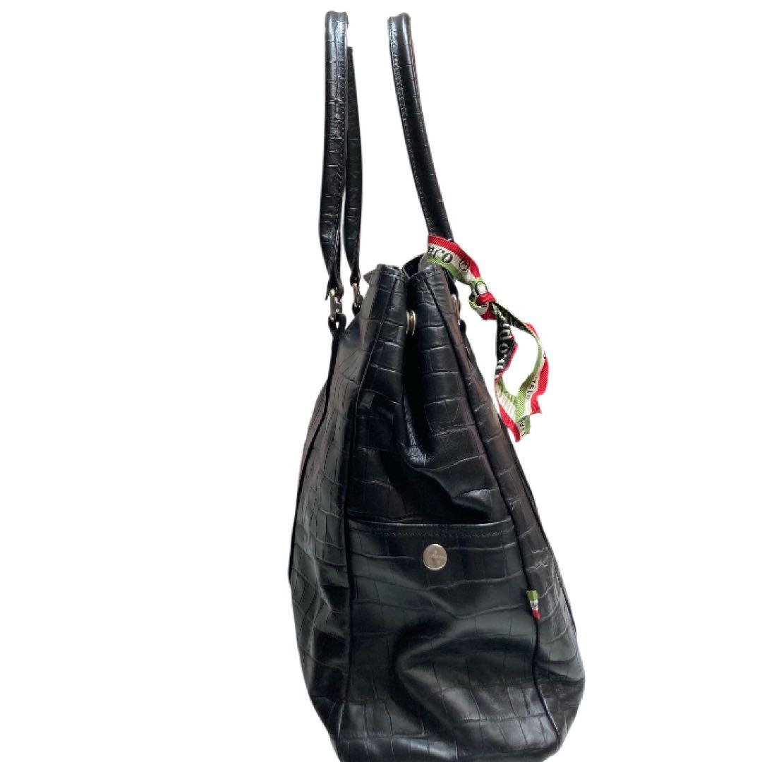 Orobianco オロビアンコ ボストン トートバッグ クロコ押し ブラック