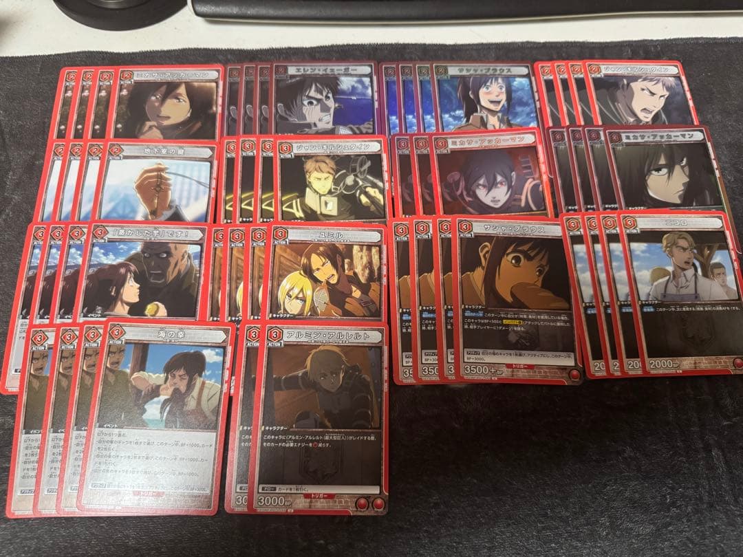 ユニオンアリーナ 進撃の巨人　赤　8エレン　デッキ　調整パーツ大量