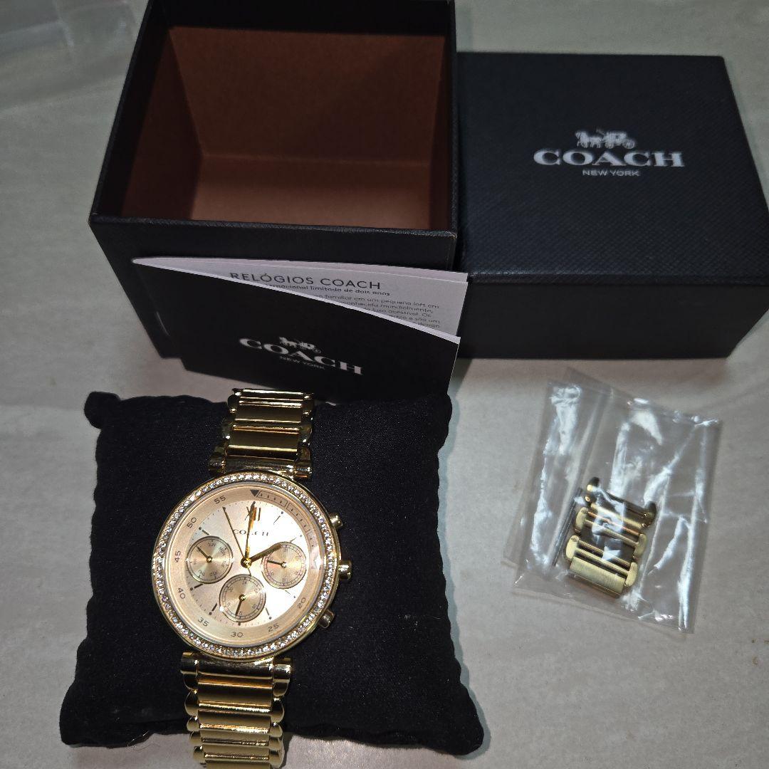 M*l様 COACH ゴールド クロノグラフ腕時計稼働品