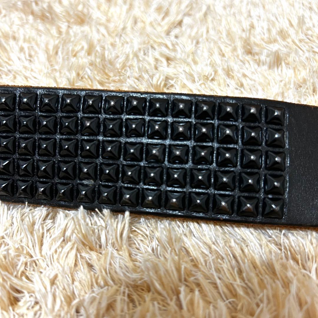 美品✨ HTC スタッズ 5連 ピラミッド ベルト レザー ブラック 34