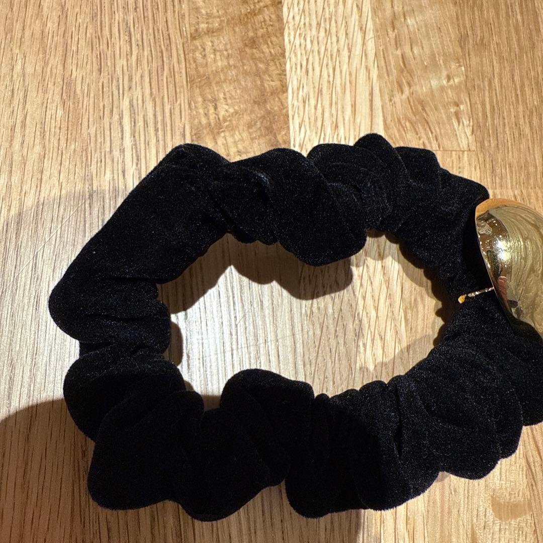 ＜LETICIA＞エッグ ベルベット シュシュ　ブラック