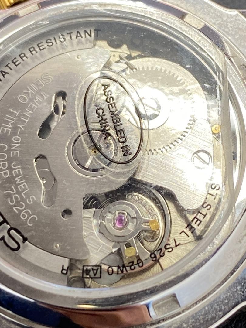 【稼動】セイコー5 メタルバンド 腕時計 自動巻き デイデイト 裏スケルトン