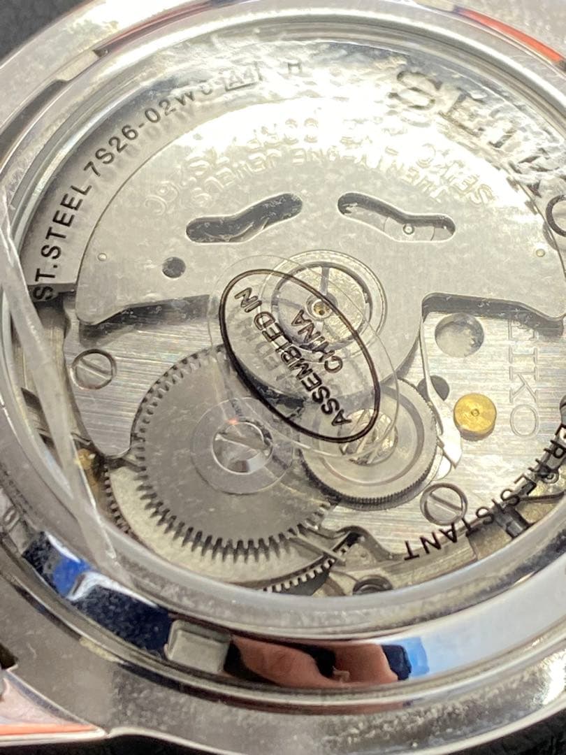 【稼動】セイコー5 メタルバンド 腕時計 自動巻き デイデイト 裏スケルトン