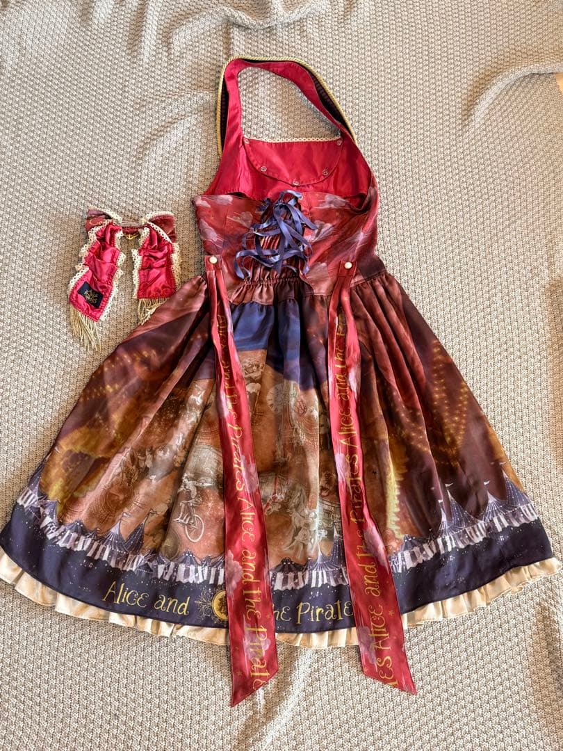 【セット】星空の天幕と秘密のサーカス団柄ジャンパースカート＆ タッセルバレッタ