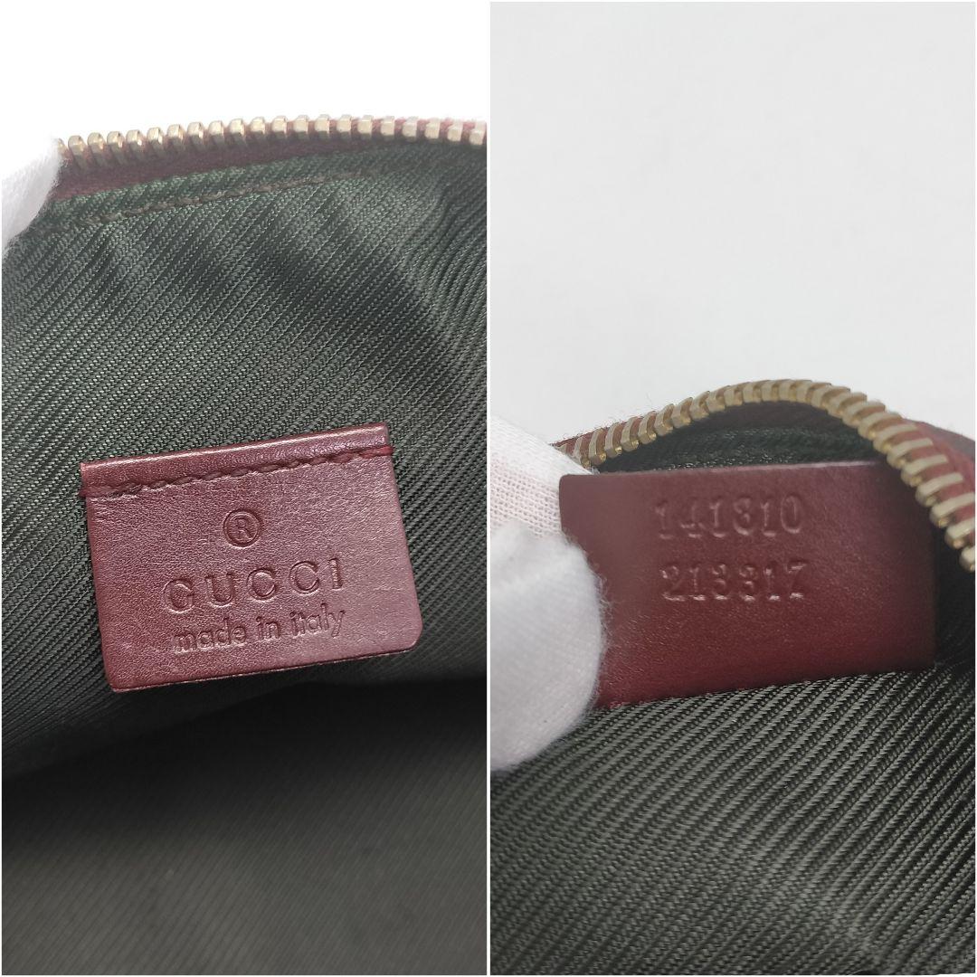 極美品✨グッチ　化粧ポーチ　コスメポーチ　赤茶　レザー