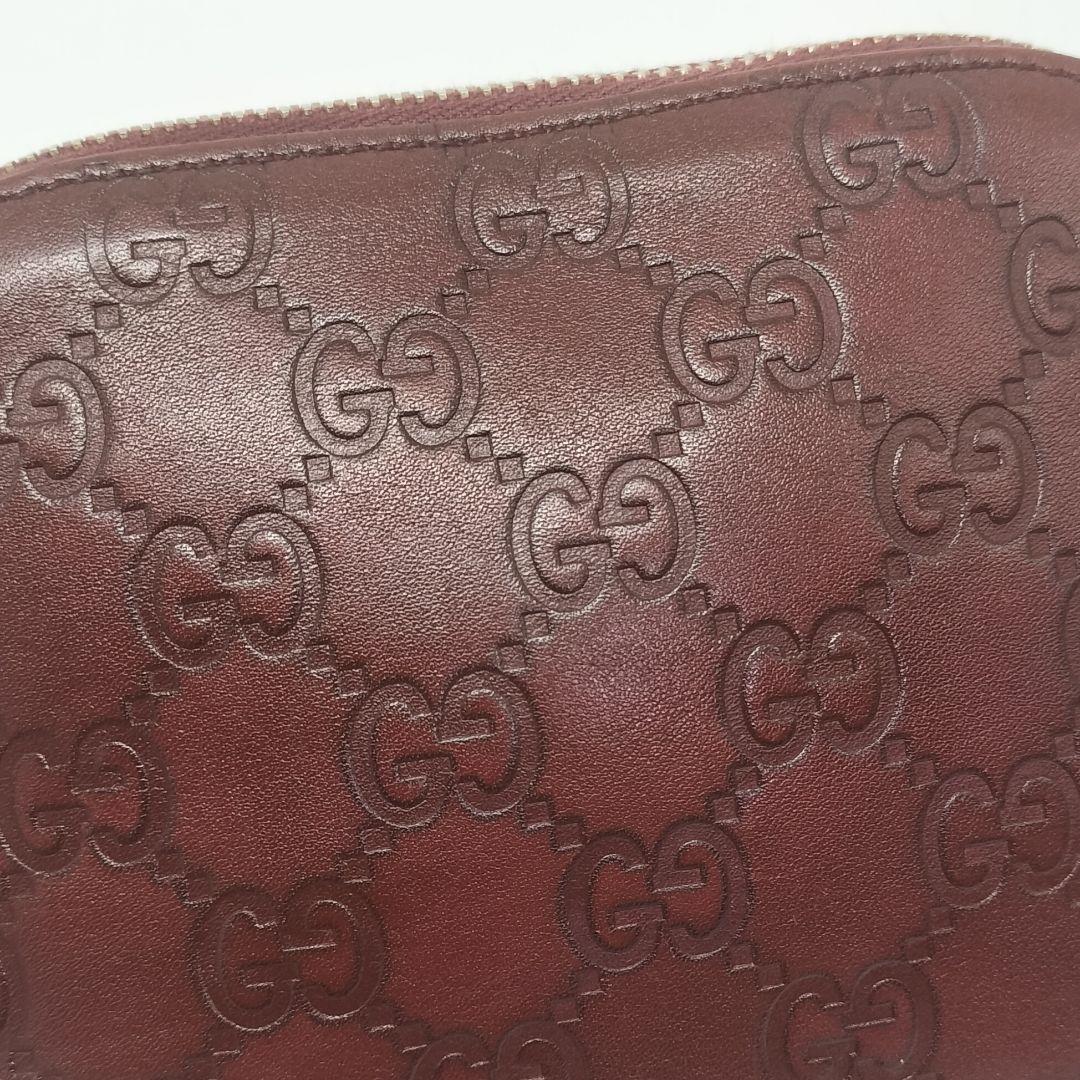 極美品✨グッチ　化粧ポーチ　コスメポーチ　赤茶　レザー