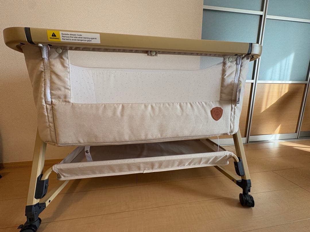 hzdmj ベージュ 折りたたみベビーベッド