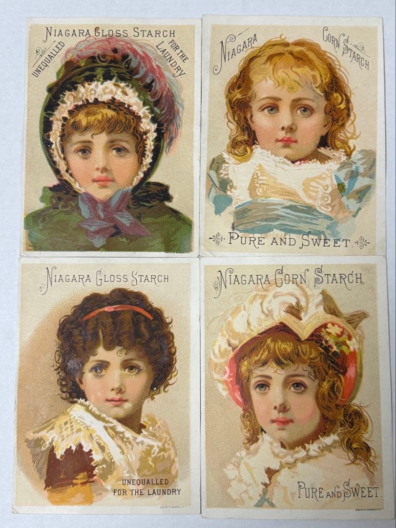 アンティーク　クロモカード4枚セット　ナイアガラコーンスターチ社