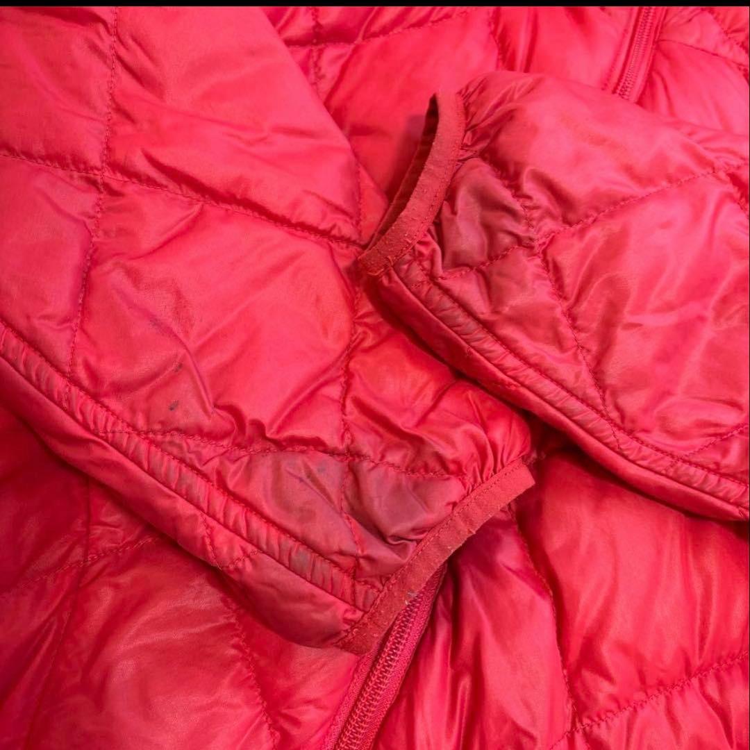 mont-bell ダウンジャケット キルティング　リバーシブル　黄緑/赤