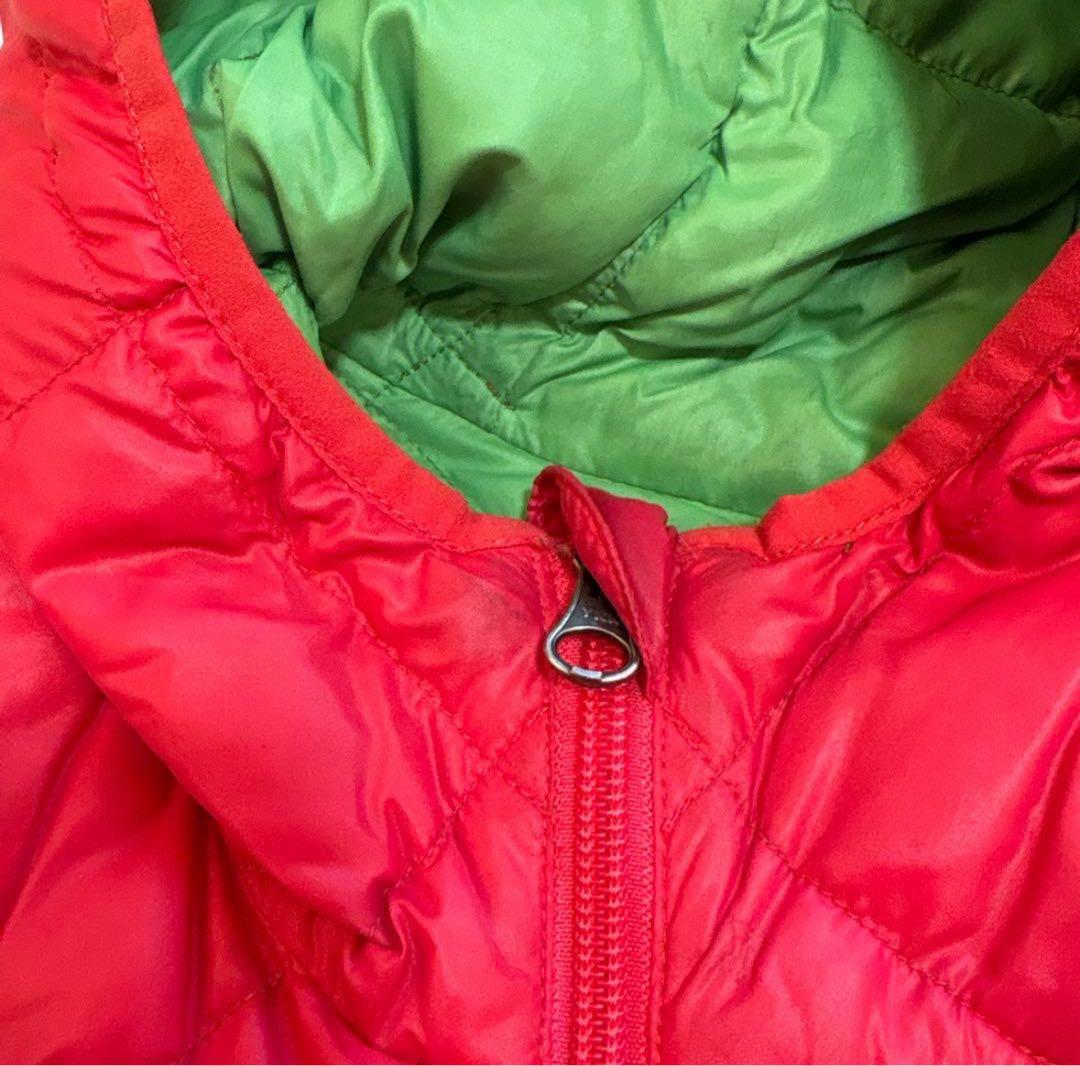 mont-bell ダウンジャケット キルティング　リバーシブル　黄緑/赤