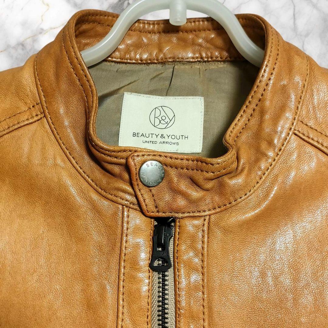 ユナイテッドアローズ BY レザー ジャケット L ライトブラウン