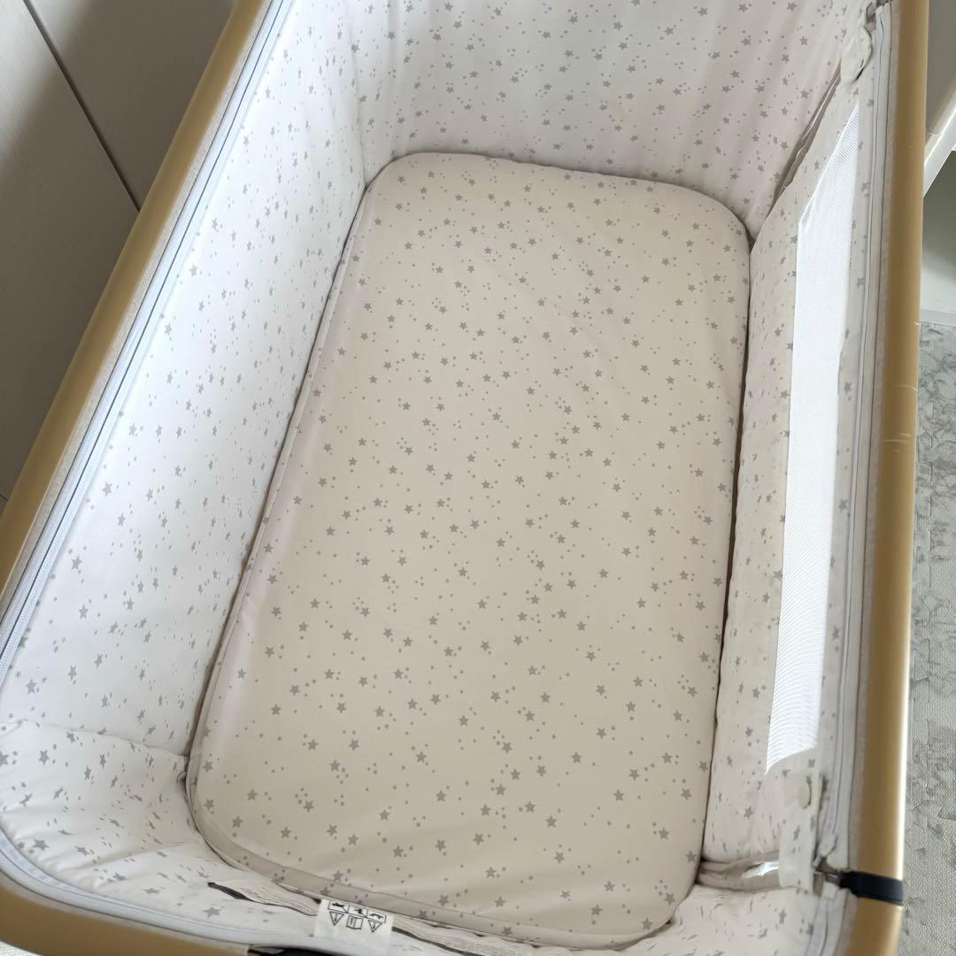 HZDMJベビーベッド＊折り畳み可＊高さ調節可＊ベージュ