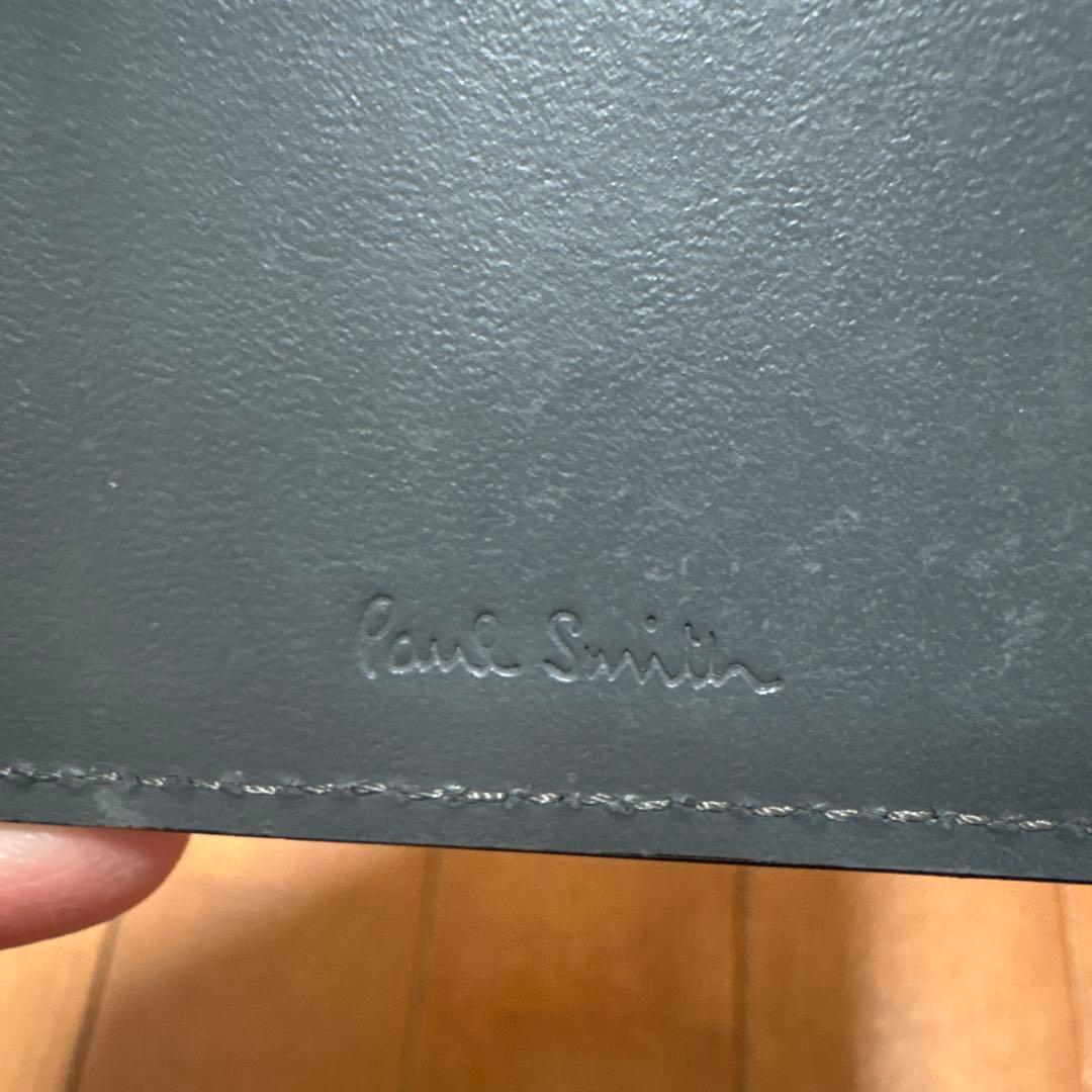 【美品】　ポールスミス　マネークリップ　サフィアーノレザー　黒　マルチストライプ