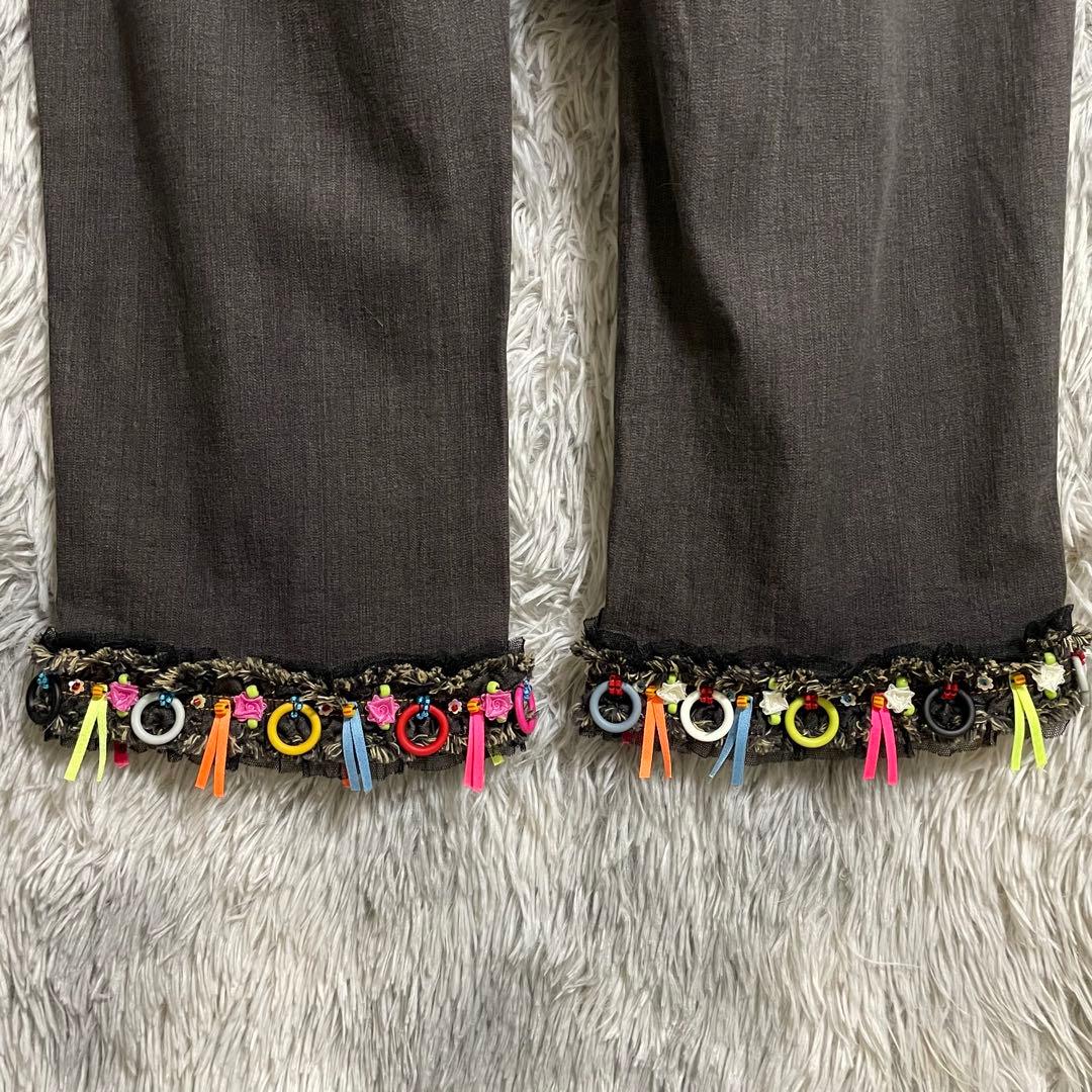 【美品】アルベロベロ オレボレブラ ぶたさん フリンジ ブラック デニム L