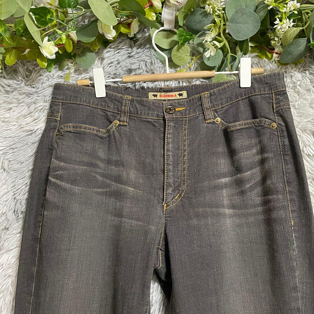 【美品】アルベロベロ オレボレブラ ぶたさん フリンジ ブラック デニム L