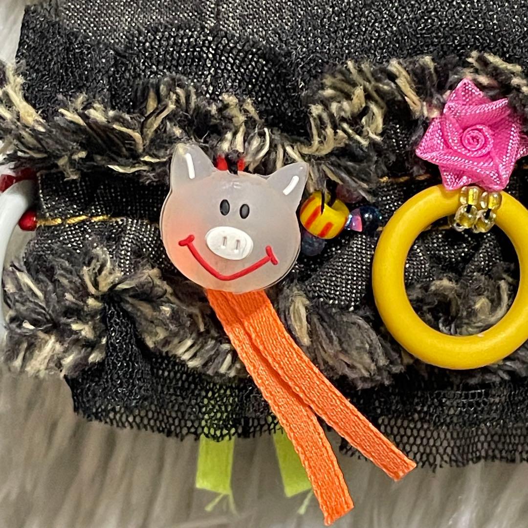 【美品】アルベロベロ オレボレブラ ぶたさん フリンジ ブラック デニム L